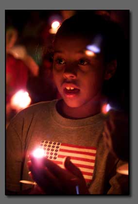 Patriotic songs during memorial for 9/11.